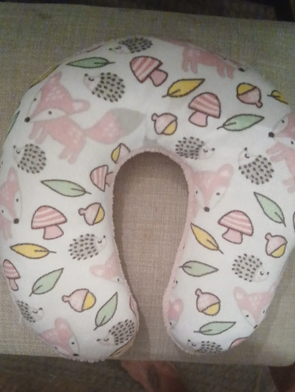 Kids Travel Neck Pillow - Pink Fox & Forest Print